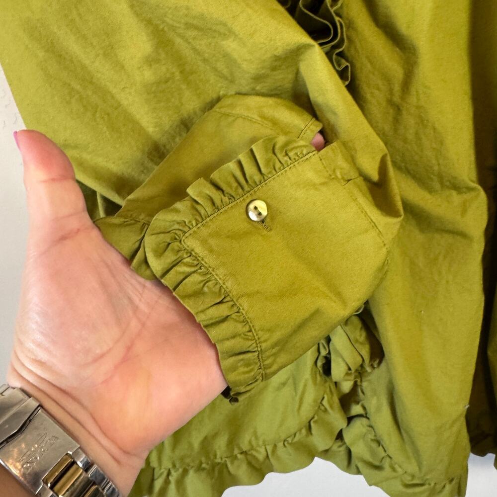 Olive Green Ruffle Blouse - Picture 6 of 10
